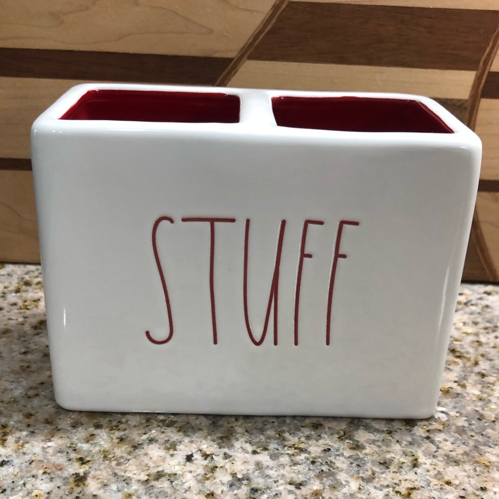 ❤️ Rae Dunn Red STUFF Toothbrush Holder NEW
